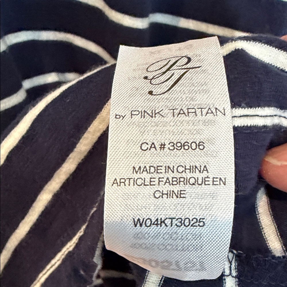 Pink Tartan sz XL 100% Cotton Navy & White Striped Women's Top breton nautical - Picture 5 of 7